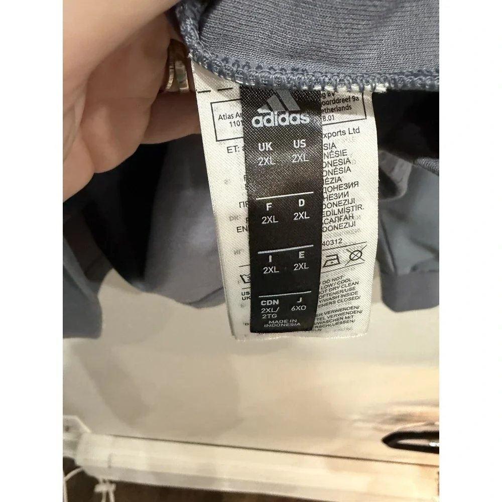 Adidas Team Warm-Up Jacket Mens 2XL Climalite‎ Full Zip Gray Mesh Logo
